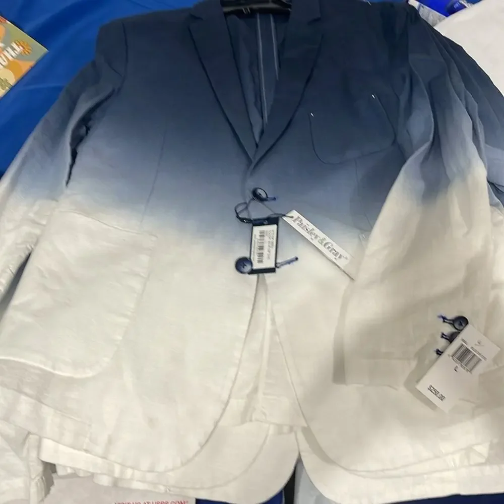 Paisley & Gray Men’s Slim Fit Blue Deep Dye Sport Blazer Linen Cotton Sz Various